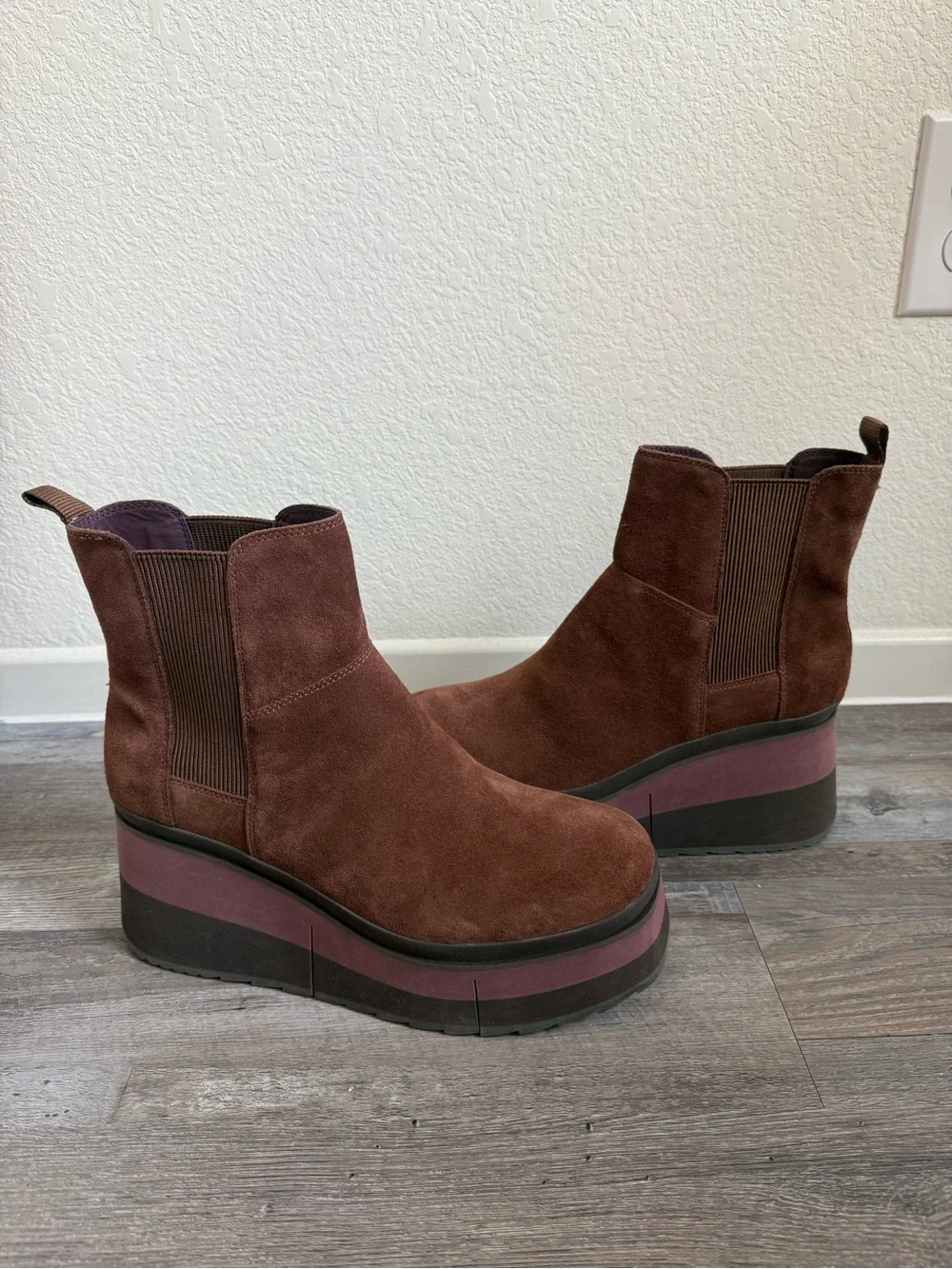 Naked Feet GUILD CACAO brown PLATFORM CHELSEA BOOTS size 11